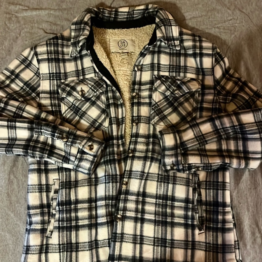 Women’s Sherpa lined oversized fleece flannel sz.s